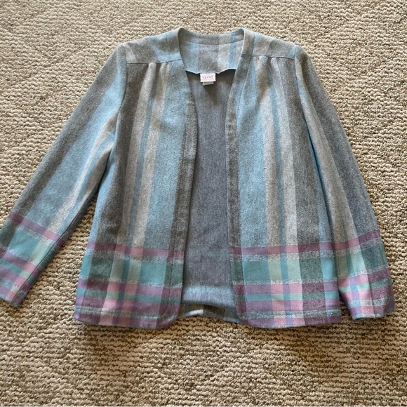 Vintage Graff Light Blue & Gray Skirt & Jacket Suit Set 10 - Picture 4 of 14